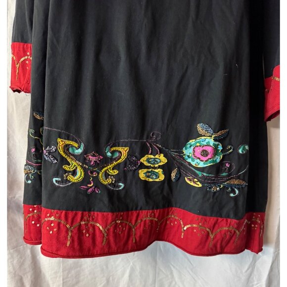Double D Ranch 2XL Black Tunic Dress Embroidered Boho Hippie Western Mexican - Picture 11 of 15